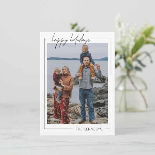 Minimalistische Kaart voor kerstfeestdagen met vro (Staand voorkant)