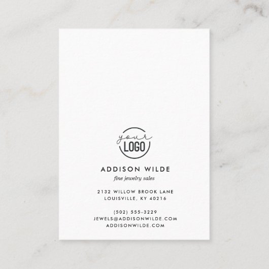 Minimalistische Kaart voor modern Ketting met oorm Visitekaartje (Achterkant)