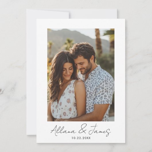 Minimalistische Kaart voor moderne fotohuwelijksaa (Voorkant)