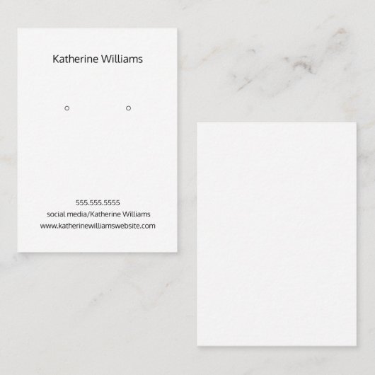 Minimalistische Kaart voor witte oorring Visitekaartje (Voorkant / Achterkant)
