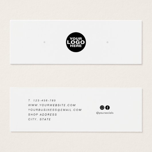 Minimalistische Kaart voor witte sieraden (Voorkant /achterkant)