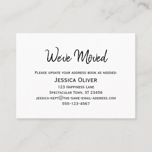 Minimalistische Kaart "We hebben ons verplaatst" o Visitekaartje (Voorkant)
