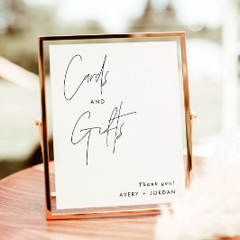 Minimalistische Kaarten- en Cadeau-aanwijsbord, Mo Poster