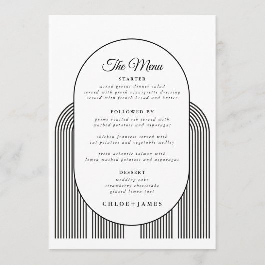 Minimalistische Kaarten in het huwelijksmenu (Voorkant)