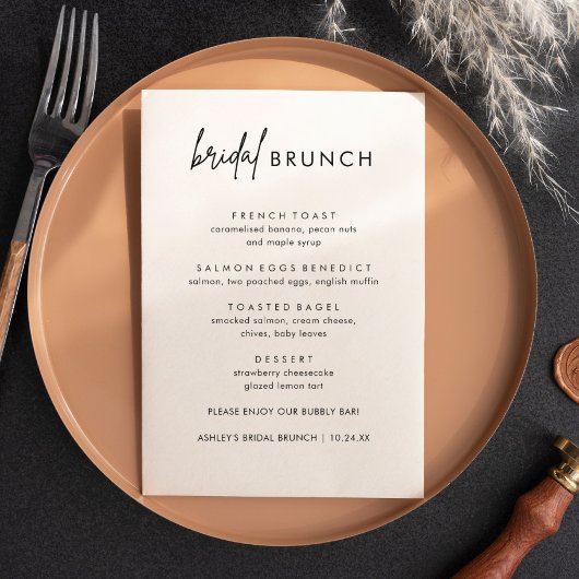 Minimalistische Kaarten van het Menu Bridal Brunch