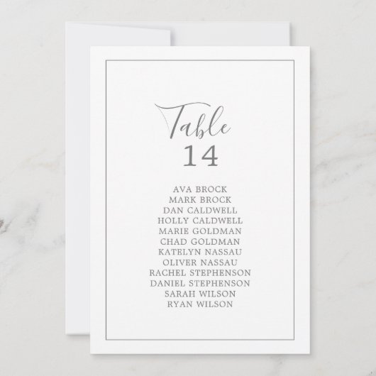 Minimalistische Kaarten voor de Silver Table Numbe (Achterkant)