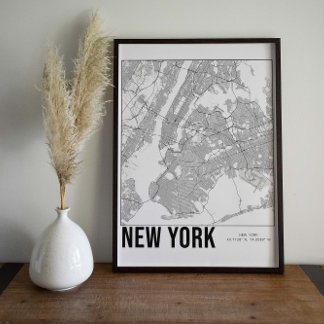 Minimalistische kaartkunstposter van New York City Poster