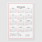Minimalistische Kalender 2025 Roze Magnetische Kaa (Voorkant)
