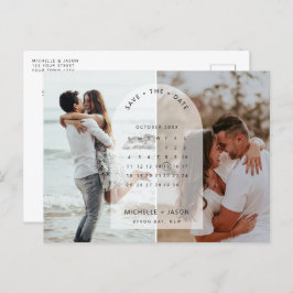 Minimalistische kalender foto Save the Date uitnod Briefkaart