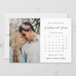 Minimalistische kalender foto Save the Date uitnod Kaart