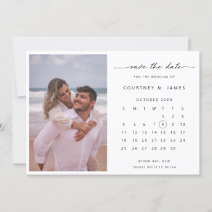Minimalistische kalender foto Save the Date uitnod Kaart