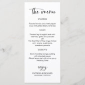 Minimalistische kalligrafie 4x9 bruiloft menu Kaar (Voorkant)