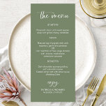 Minimalistische kalligrafie 4x9 bruiloft menu Kaar<br><div class="desc">Een stijlvolle kalligrafie bruiloft menukaart voor het bord. Eenvoudig te personaliseren met uw gegevens. AANPASSING: Als u ontwerpaanpassing nodig hebt,  gelieve me door praatje te contacteren; als u informatie over uw orde,  het verschepen opties,  enz. nodig hebt,  gelieve Zazzle-steun direct te contacteren.</div>