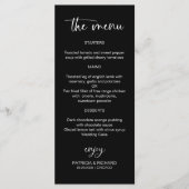 Minimalistische kalligrafie 4x9 bruiloft menu Kaar (Voorkant)