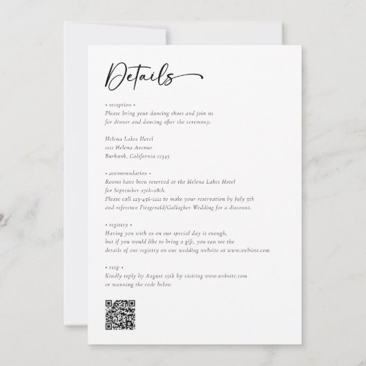 Minimalistische kalligrafie Alles in één bruiloft Kaart (Achterkant)