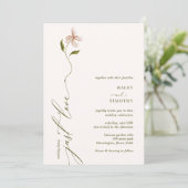 Minimalistische kalligrafie Bloemenbruiloft Kaart (Staand voorkant)