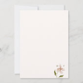 Minimalistische kalligrafie Bloemenbruiloft Kaart (Achterkant)