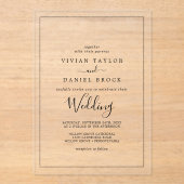 Minimalistische kalligrafie Boho Classic Black Wed Acryl Uitnodigingen (Voorkant)