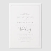 Minimalistische kalligrafie Boho Classic Black Wed Vellum Uitnodigingen (Voorkant)