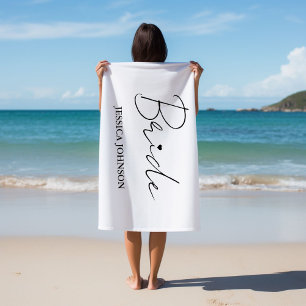 Minimalistische kalligrafie Bruid Bachelorette Fee Strandlaken