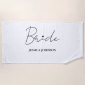 Minimalistische kalligrafie bruid vrijgezellenfees strandlaken (Voorkant)