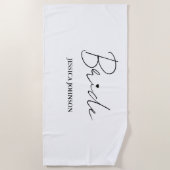 Minimalistische kalligrafie bruid vrijgezellenfees strandlaken (Voorkant)