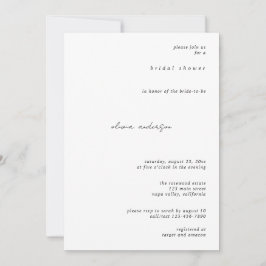 Minimalistische kalligrafie bruidsdouche uitnodigi kaart