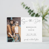 Minimalistische kalligrafie-bruiloft bespaart de K Kaart (Staand voorkant)