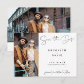 Minimalistische kalligrafie-bruiloft bespaart de K Kaart (Voorkant / Achterkant)