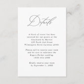 Minimalistische kalligrafie bruiloft gastinformati informatiekaartje (Voorkant)