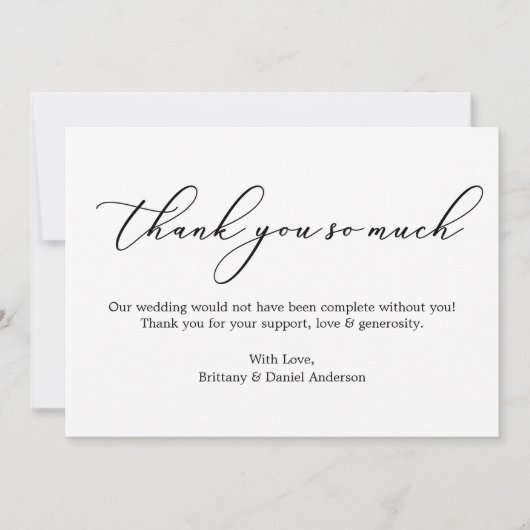 Minimalistische kalligrafie bruiloft heel erg beda kaart (Voorkant)