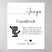 Minimalistische kalligrafie bruiloft Jenga gastenb Poster (Voorkant)