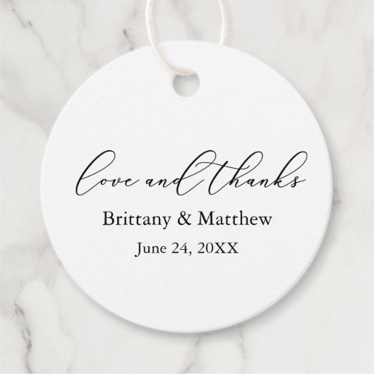 Minimalistische kalligrafie bruiloft liefde Bedank Bedankjes Labels (Voorkant)
