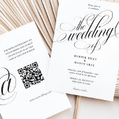 Minimalistische kalligrafie bruiloft met QR-code R Kaart