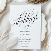 Minimalistische kalligrafie bruiloft met QR-code R Kaart