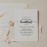 Minimalistische kalligrafie bruiloft ontbijt kaart<br><div class="desc">Deze minimalistische uitnodiging voor het ontbijt van de calligrafische bruiloft is perfect voor een rustige gebeurtenis. Het eenvoudige en elegante ontwerp kenmerkt klassieke en fancy manuscripttypografie in zwart-wit.</div>