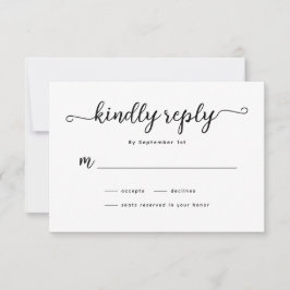 Minimalistische kalligrafie bruiloft RSVP Kaart
