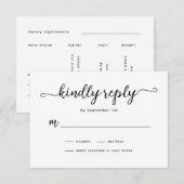 Minimalistische kalligrafie bruiloft RSVP Kaart (Voorkant / Achterkant)