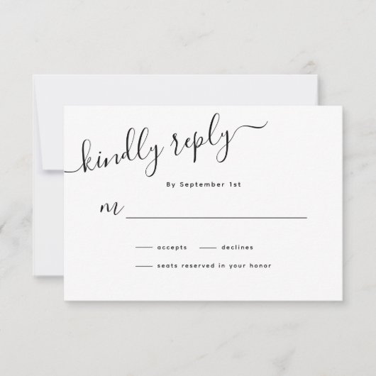 Minimalistische kalligrafie bruiloft RSVP Kaart (Voorkant)