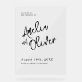 Minimalistische kalligrafie bruiloft welkom acryl bord (Voorkant)