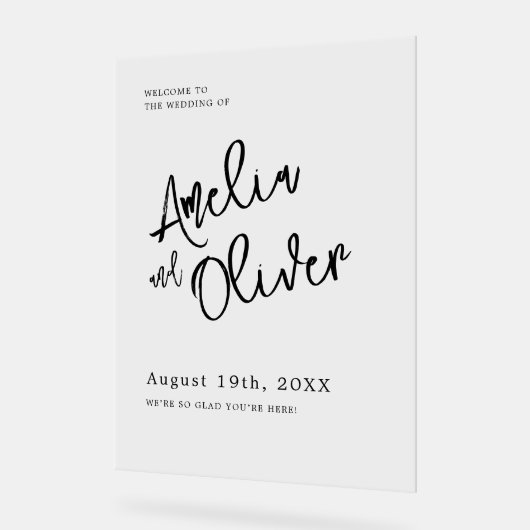 Minimalistische kalligrafie bruiloft welkom acryl bord (Hoek)