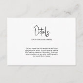 Minimalistische kalligrafie bruiloft wit informatiekaartje (Voorkant)