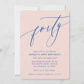 MINIMALISTISCHE Kalligrafie chic 40e partij blauwe Kaart (Voorkant)