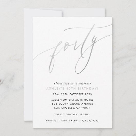 MINIMALISTISCHE Kalligrafie chic 40e verjaardag zi Kaart (Voorkant)