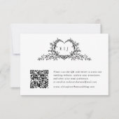 Minimalistische kalligrafie crest monogram QR-code RSVP Kaartje (Voorkant)