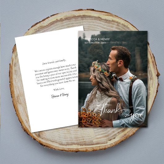 Minimalistische kalligrafie Dank u fotokaart Kaart