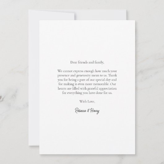 Minimalistische kalligrafie Dank u fotokaart Kaart (Achterkant)