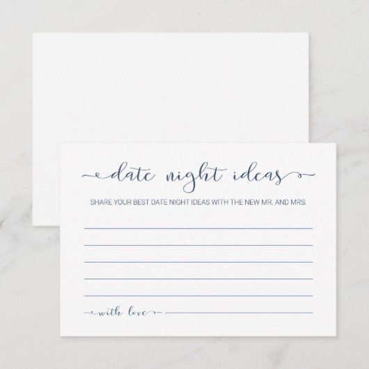 Minimalistische kalligrafie Datum Nacht Idee Kaart (Voorkant / Achterkant)