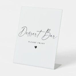 Minimalistische kalligrafie dessertbar trouwdag reclamebord met voetstuk
