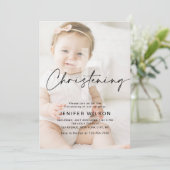 Minimalistische kalligrafie doopsel foto kaart (Staand voorkant)